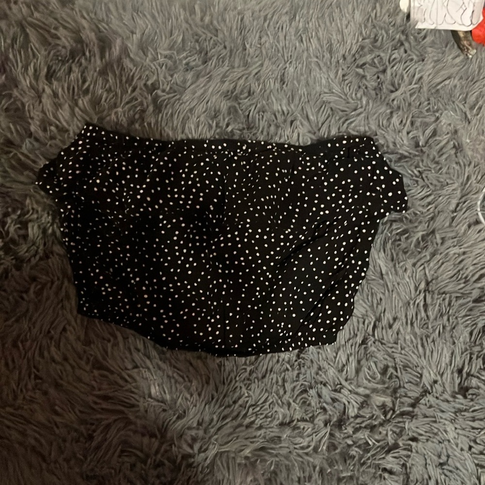 Brown pok a dot tube top